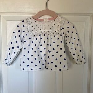 Mini Boden baby shirt size 6-12 months 80cm color white and blue